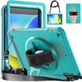 thumbnail image 1 of KOMI for iPad 9th/ 8th/ 7th Generation Case (iPad 10.2 inch Rugged Case 2021/2020/2019) with Screen Protector, Rotating Stand/Pencil Holder/Carrying Shoulder Strap Stick Kickstand & Translucent, 1 of 5