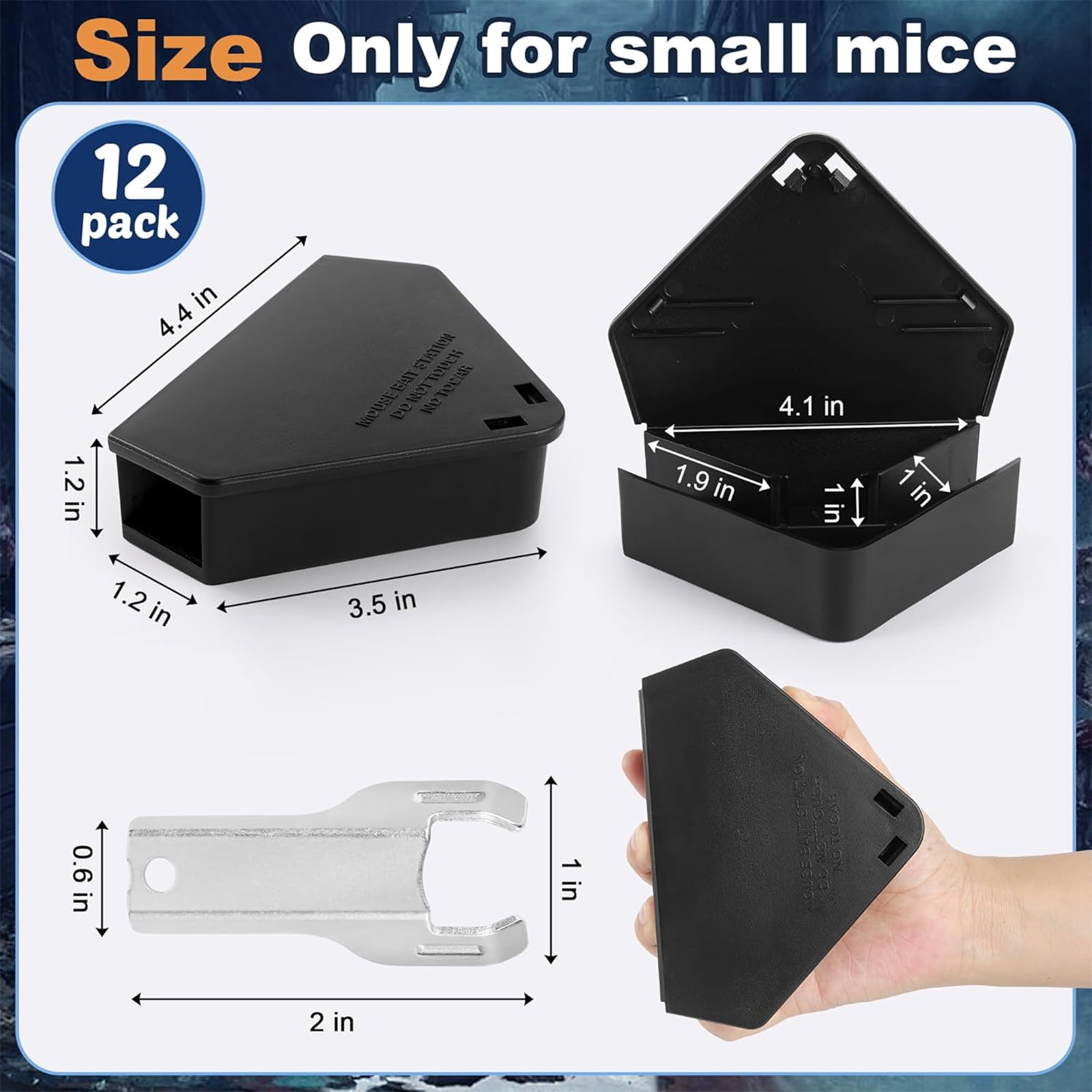 HYEASTR 12 Pack Mouse Bait Stations with 8 Keys, Outdoor Rodent Box Station for Mice Small Rats, Mouse Traps Opens Easily with Key, Kids and Pets Safe
