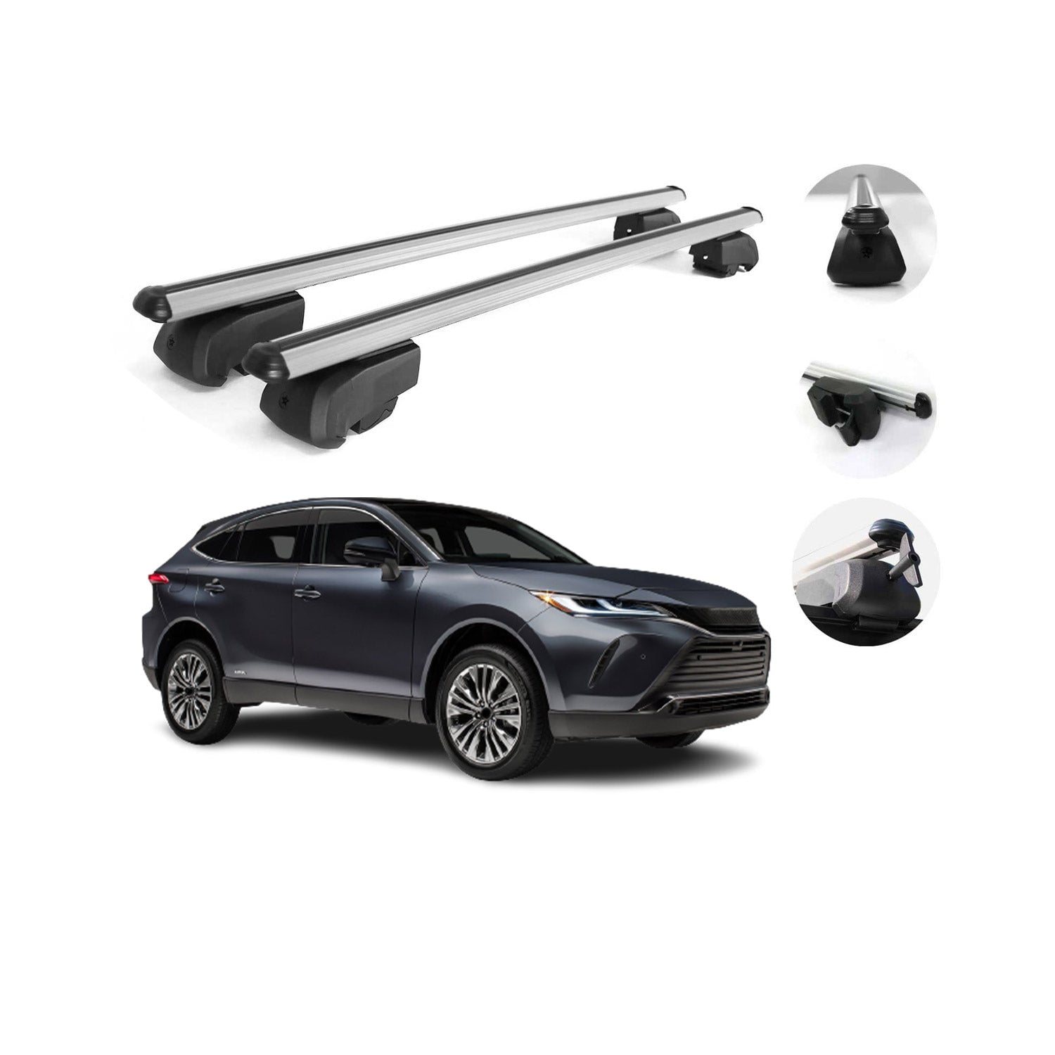 Silver Roof Rail Rack Alu Cross Bars Luggage Carrier For Toyota Venza 20212022