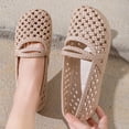 thumbnail image 3 of BRICH Mary Jane Flats for Women Perforated Round Toe Ballet Flats Comfortable Ballerina Shoes Khaki 8.5, 3 of 7