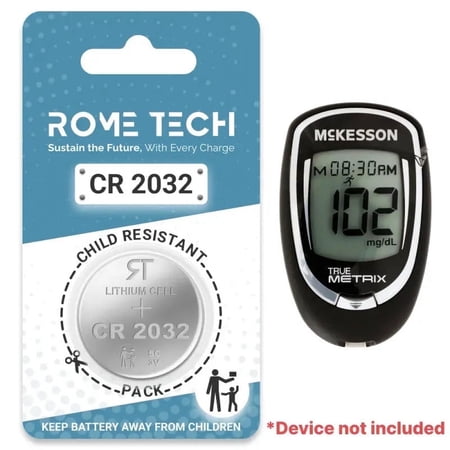 Replacement Battery for McKesson True METRIX PRO Blood Glucose Monitor - 2 Pack