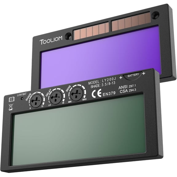 TOOLIOM Auto-Darkening Welding Lens Replacement Solar Charging Variable Shade 8-13 True Color Welding Helmet Filter Lens 2” X 4.25" Fit most Pancake and Pipe Liner Welding Mask