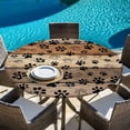 thumbnail image 6 of Brown Beige Round Tablecloth, Fitted Table Cover with Elastic for 45"-54" Round Tables, Rustic Farmhouse Dog Paw Vintage Table Cloth Outdoor Indoor Dinning Party Waterproof Tablecloths, 6 of 7