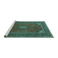 thumbnail image 2 of Ahgly Company Machine Washable Indoor Rectangle Medallion Turquoise Blue Traditional Area Rugs, 7' x 9', 2 of 4