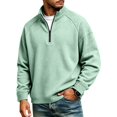 thumbnail image 7 of GrmtClth Men's Grid Waffle Texture 1/4 Zipper Pullover Tops Long Sleeve Half Zip Mock Neck Soft Comfortable Golf Daily Street Sweatshirts Light Green 4XL, 7 of 7