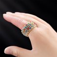 thumbnail image 7 of Sparkling Silver/Gold Tennis Crystal Rhinestone Adjustable Stretch Statement Ring for Women Cocktail Party Costume Jewelry, 7 of 7
