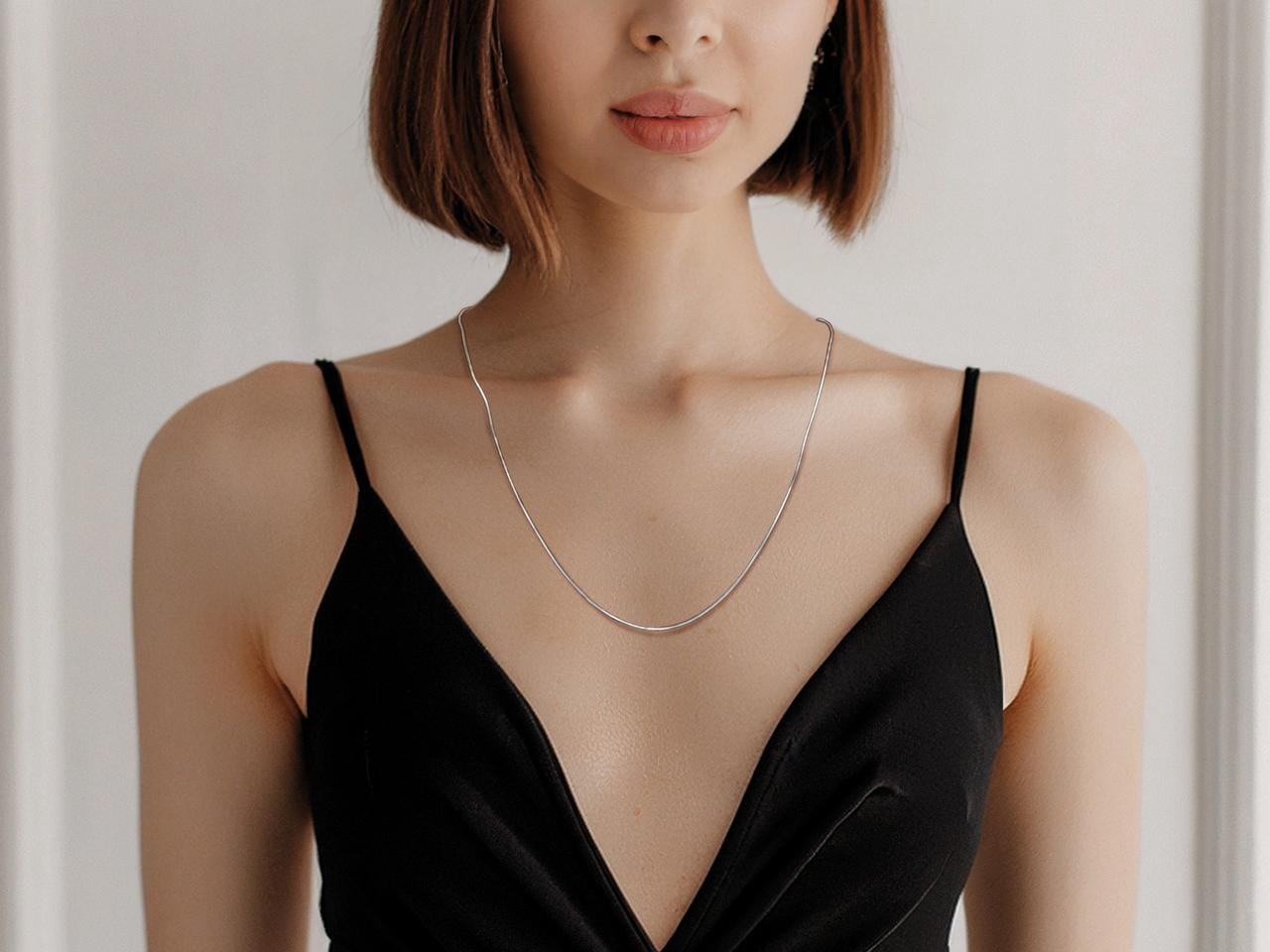 Brilliance Fine Jewelry 925 Sterling Silver Herringbone Square Chain Necklace, 18"