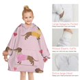 thumbnail image 6 of Colorful Funny Dachshund Blanket Hoodies for Kids 6-13YR Oversize Wearable Blanket Hoodies for Boys Girls Teens, 6 of 7