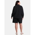 thumbnail image 3 of Just My Size Women's Plus Size Gauze Button Front Shirt and Pull On Shorts Set, 2-Piece, Sizes 0X-4X, 3 of 4
