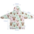 thumbnail image 7 of Green Highland Cow Flower Pattern Blanket Hoodies for Kids 6-13YR Oversize Wearable Blanket Hoodies for Boys Girls Teens, 7 of 7