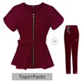 thumbnail image 1 of Ropa quirúrgica ajustada con tirantes en la cintura para mujer, traje dividido para hospital, ropa de mano con cepillo de manga corta, ropa elástica para enfermera, ropa para lavarse las manos, 1 of 6