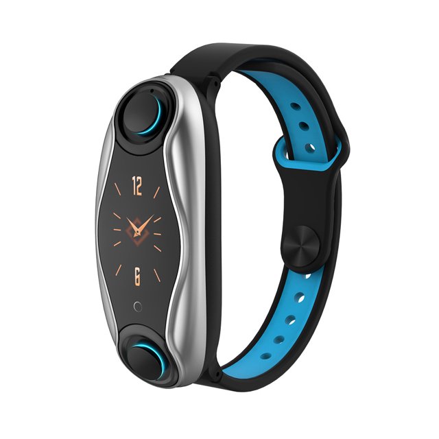 T90 2-en-1 Auriculares inalámbricos Bluetooth 5.0 Auriculares Fitness Pulsera inteligente Pulsera Reloj inteligente, Plateado Jumpingount EL1900-02B