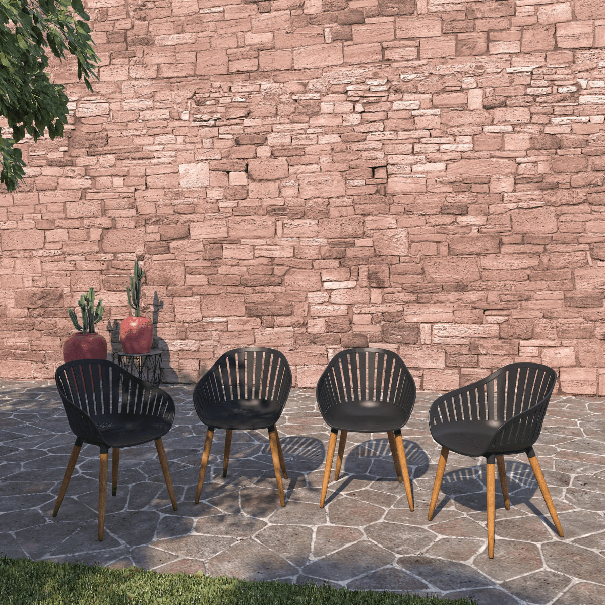 Amazonia Brighton 9-Piece Patio Rectangular Dining Table Set, Certified Teak, Ideal for Outdoors and Indoors