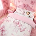 thumbnail image 3 of meiyoeat Pink Princess Bowknot Twin Duvet Cover For Girls,Modern Bow Tie Twin Bedding For Kids,Pink Reversible,2-Piece(No Comforter), 3 of 6