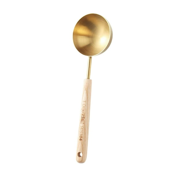 Cuchara medidora con mango de madera, cucharón para porciones, accesorios para utensilios de cocina, medidor de cocina oro 25 ml