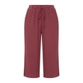 thumbnail image 4 of Zormilly Capri Pants for Women, Loose Lightweight Plus Size Pants with Pockets, Split Hem Black Cropped Pants Vacation, XL-5XL, 4 of 8