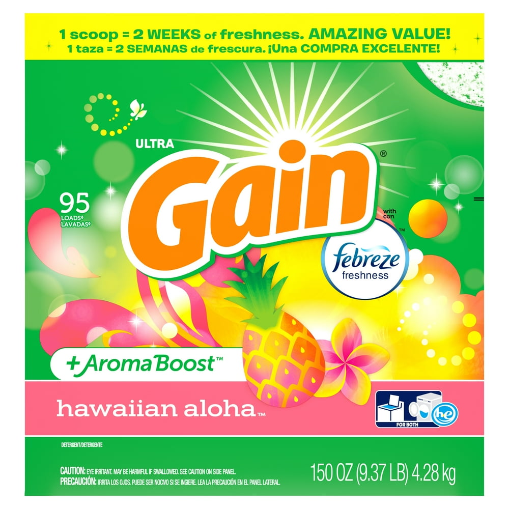 Gain Hawaiian Aloha, 95 Loads Powder Laundry Detergent, 150 oz