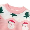 thumbnail image 4 of Mrzhqd Girls Toddler Christmas Sweater Christmas Snowman Snowflake Reindeer Print Sweater Crew Neck Long Sleeve Knit Pullover Cute Tops Fall Winter Kids Clothes Pink Size 5-6 Years, 4 of 9