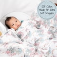 thumbnail image 3 of LollyBanks Baby Blanket, 100% Cotton Muslin Swaddle for Baby Girls, Soft and Breathable 47 x 47 Inches Receiving Blanket, Lightweight Newborn Swaddle, Newborn Essentials Must Haves (Lotus Print), 3 of 8