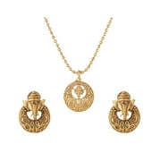 Artificial Jewellery Elegant Rajwada Rajasthani Style Traditional Ethnic Wear Copper Ganpati Bappa Necklace Chain Earring(SMTCP985B1GANESHji