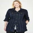 thumbnail image 4 of Woman Within Plus Size Long Stretch Denim Jacket Oversized Jean Jacket - 22 W  Indigo, 4 of 6