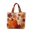 thumbnail image 3 of AZXY Halloween Tote Bag for Women, Quilted Cotton Shoulder Handbag with Pumpkin Autumn Leaf Pattern, Reusable Sturdy Handles for Trick‑or‑Treating Fall Thanksgiving Holiday Daily Shopping, 3 of 6