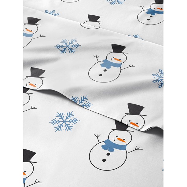 Juego de sábanas Twin XL con muñeco de nieve navideño – Juego de ropa de cama con estampado navideño – Bolsillos profundos – Ajuste cómodo – 3 piezas – Sin arrugas – Invierno festivo cómodo y refresca
