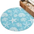 thumbnail image 2 of Round Rugs 4Ft, Starfish Aqua Blue Coastal Round Area Rug Washable Indoor Throw Carpet, Summer Nautical Shell Beach Soft Non Slip Circle Rug for Kitchen Nursery Room Home Decor Aesthetic, 2 of 8