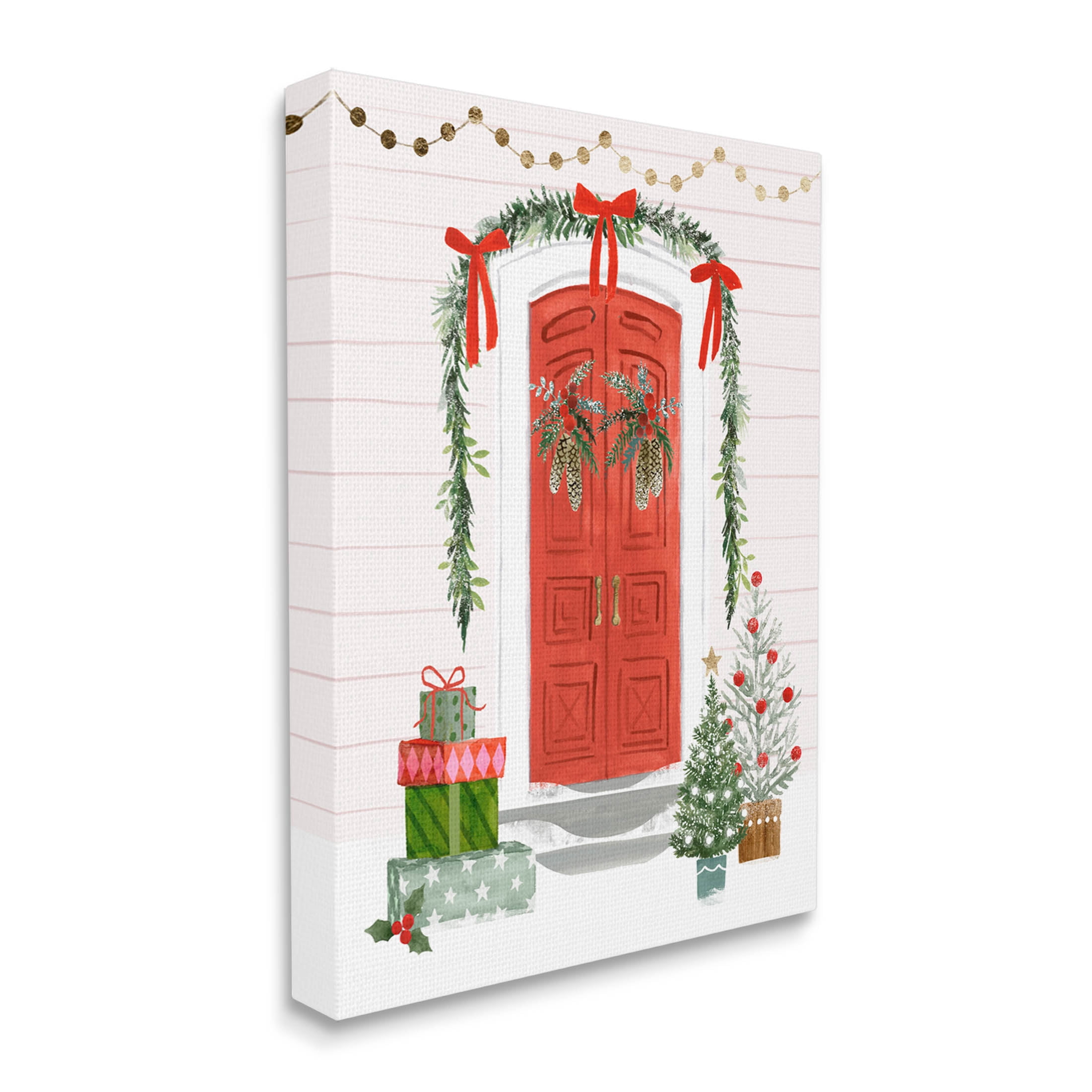 Stupell Industries Red Jolly Christmas Doorway Graphic Art Gallery Wrapped Canvas Print Wall Art, Design by Victoria Barnes