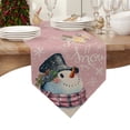 thumbnail image 4 of Table Runner Dresser Scarves Christmas Watercolor Cute Snowman Cotton Linen Burlap Table Cover Snowflake on Pink Linen Table Runners for Family Kitchen Dining Holiday Party Banquet Decor, 4 of 5