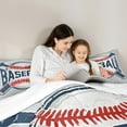 thumbnail image 4 of Feelyou Vintage Baseball Player Bedding Comforter Set 7 Pieces, American Sports Full Bedding Set, Teens Boys Girls Kids Fitted Sheet Flat Sheet, Ultra Soft Home Decor, 4 of 7