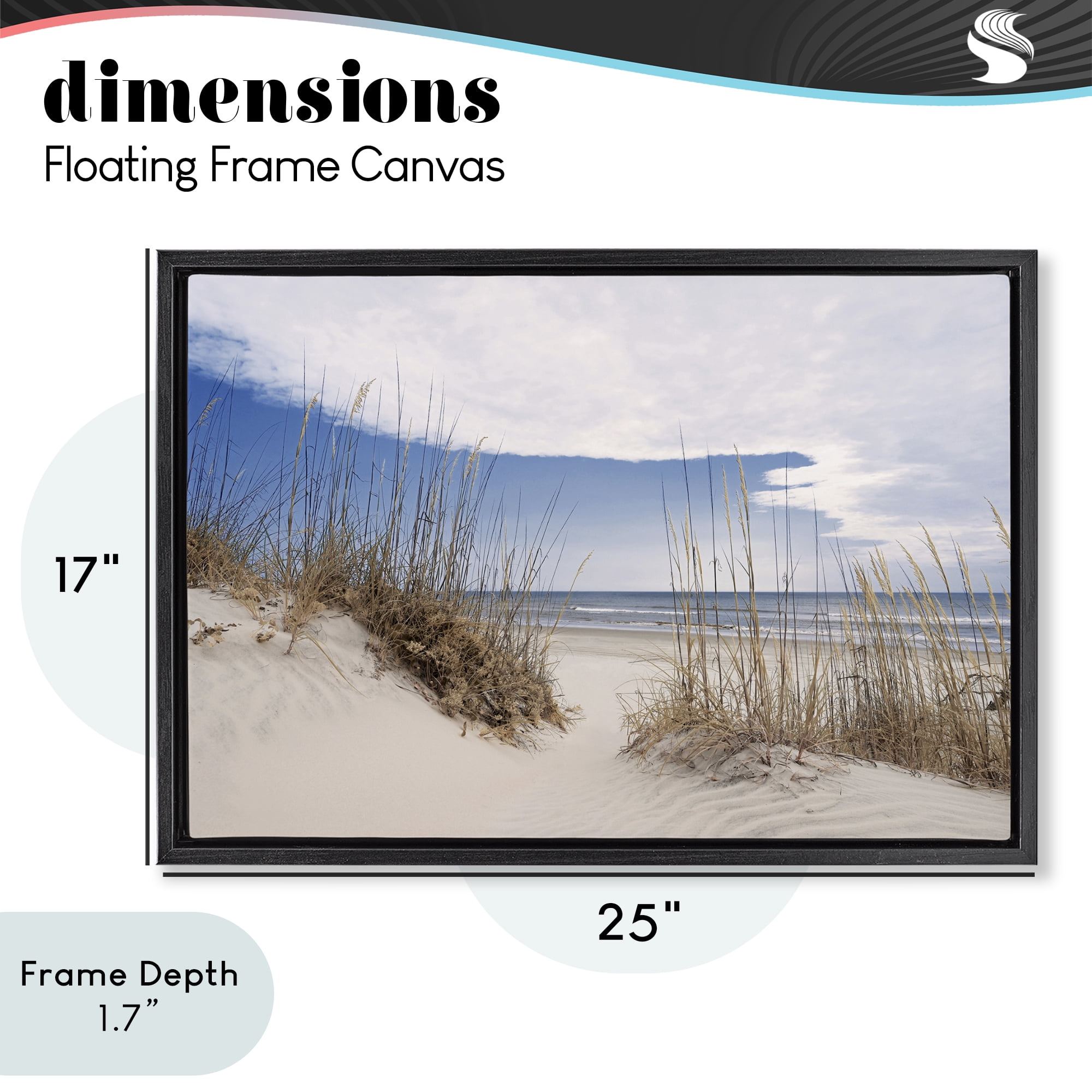 Stupell Industries Sea Oats Along Sandy Dunes Black Framed Floater Canvas Wall Art, design by Natalie Carpentieri