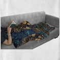 thumbnail image 6 of Paisley Soft Flannel Fleece Throw Blanket, Backgrounded Design with the Pattern of Flower Leaves and Dots Image, Cozy Plush for Indoor and Outdoor Use, 60" x 80", Blue Earth Yellow, by Ambesonne, 6 of 6