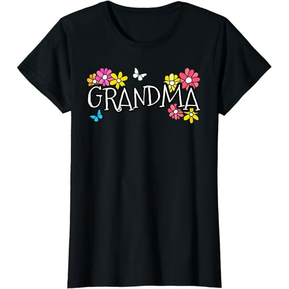 Womens Mothers Day Grandma Flowers Butterflies Mothering Sunday T-Shirt