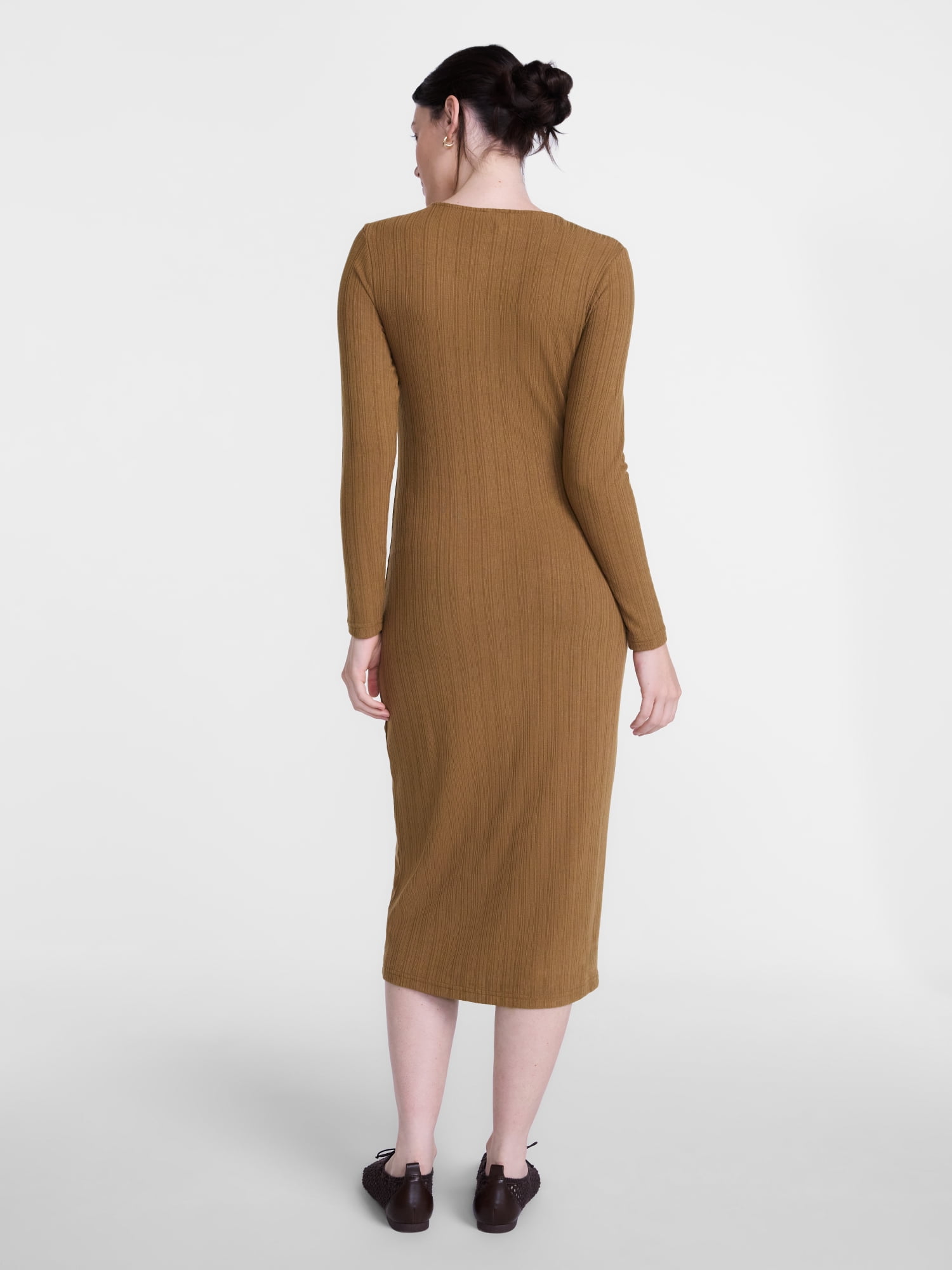 Scenario Women's Cardigan Midi Dress with Long Sleeves, Sizes XS-XXXL
