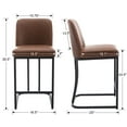 thumbnail image 5 of Guyou 24” High Counter High Stools 2-Piece Set with Backrest Faux Leather Upholstered Kitchen Bar Stools, Counter Stools Chairs with Black Metal Frame for Island Bar Restaurant, Brown, 5 of 11