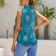 thumbnail image 3 of Christmas Snowflakes Blue Blouses Women Bow Tops Elegant Sleeveless Office Work Shirt Casual Holiday Women's Tops, 3 of 6