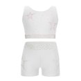 thumbnail image 3 of Hansber Kids Girls Cheerleading Outfits Shiny Rhinestones Dance Crop Top and Gymnastics Shorts Set Dancewear White 8, 3 of 7