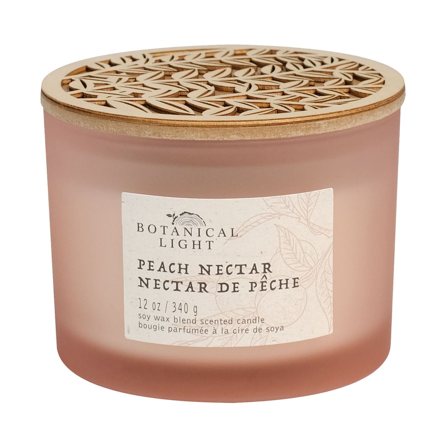 Botanical Light 12OZ Peach Nectar Soy Wax Blended Scented Candle,3 mèche de coton