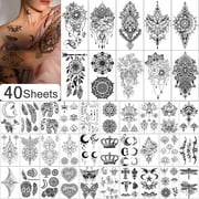 Yazhiji 40 Sheets Henna Temporary Tattoo for Women and Girls Sexy Fake Tattoo Stickers