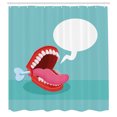 thumbnail image 2 of Ambesonne Comic Shower Curtain, Clockwork Chattering Teeth, 69"Wx84"L, Seafoam and Pink, 2 of 4