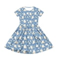 thumbnail image 3 of yuCgh Easter Dress for Toddler Girls, Short Sleeve Summer Dress with Pocket, Colorful Print Casual Party Dress for Easter Celebration,Blue 110, 3 of 5