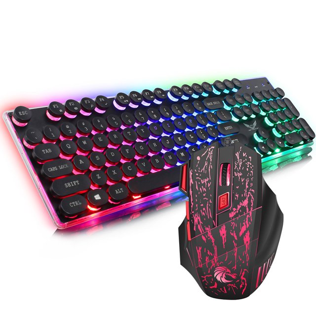 Combo ZERODATE J40 Teclado atado con alambre Teclado Ratón 104 teclas Juego ergonómico Teclado Ratón Juego para teclear juegos Compatible con Mac PC ZERODATE Combo