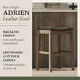 thumbnail image 2 of Maven Lane Adrien Saddle Barstool, Reclaimed Oak w/ Ronan Stone Vegan Leather, 2 of 6