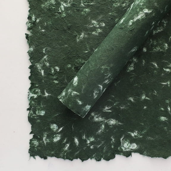 Nvzi gifts, flowers, gift box packaging paper, vintage two tone texture hand torn paper, flower packaging paper (dark green)