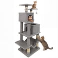 thumbnail image 1 of Gymax 57'' Cat Tree for Indoor Cats w/ Dual Condos Hammock Sisal Scratching Posts, 1 of 10