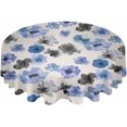 thumbnail image 2 of Blue Black Spring Floral Round Tablecloth 60 Inch - Waterproof Fabric Table Cloth Protector, Watercolor Botanical Rustic Tablecloths Washable Table Cover for Kitchen Banquet Party, 2 of 6