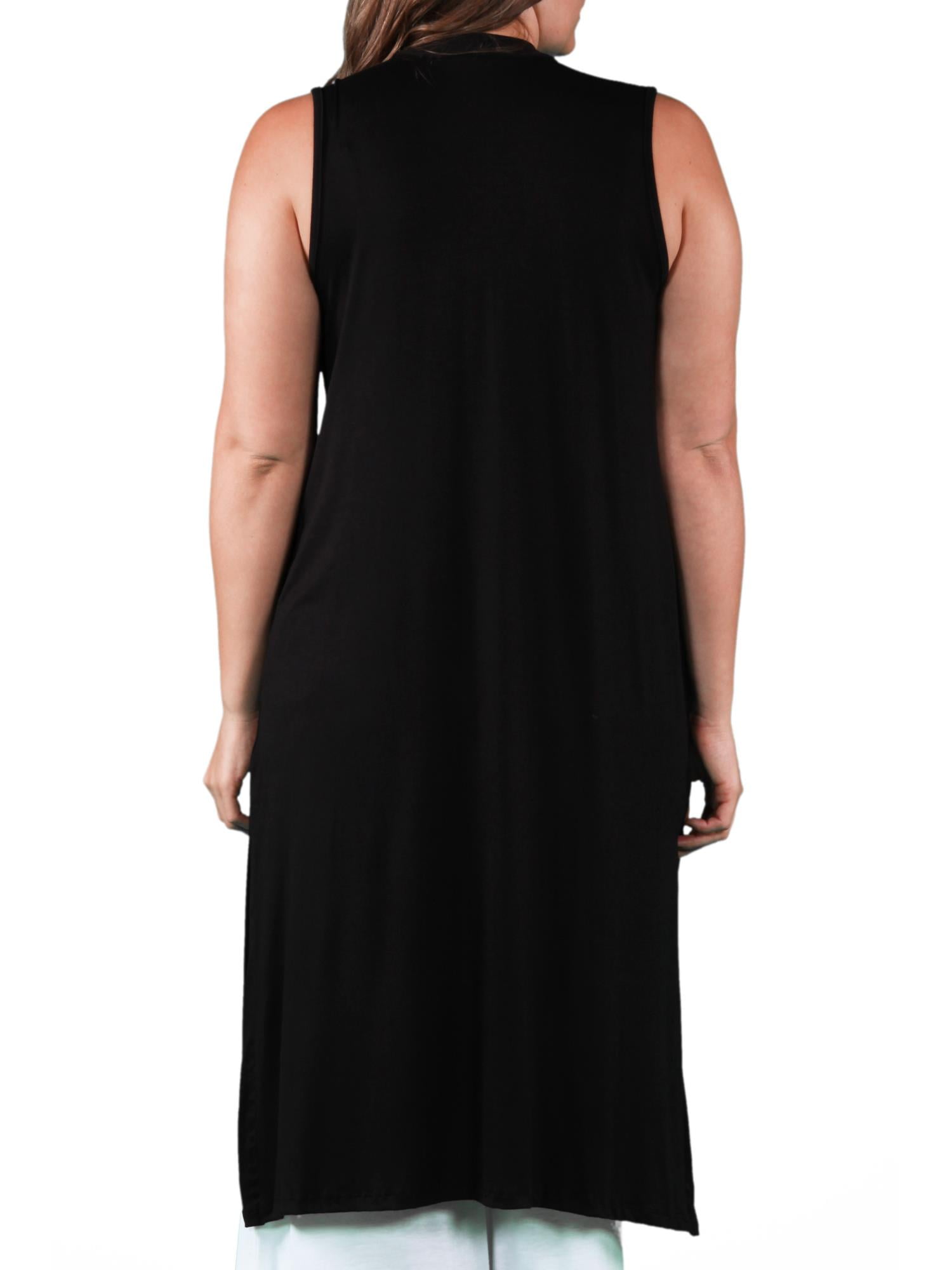 24/7 Comfort Apparel Women's Plus Size Long Sleeveless Cardigan Vest