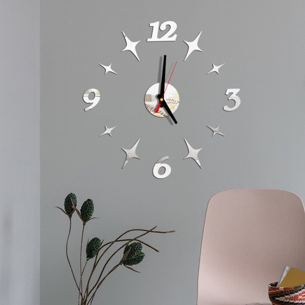 Reloj Reloj de Pared 3D Espejo Superficie Adhesiva Reloj Decorativo Oficina en Casa AHeartcove SZ221208-0198JD
