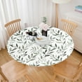 thumbnail image 3 of Watercolor Olive Leaves Tablecloth Fitted Elastic Oil-Proof Patio Table Covers Wrinkle Resistant Round Tablecloths Waterproof for 46" - 52" Round Table, 3 of 5